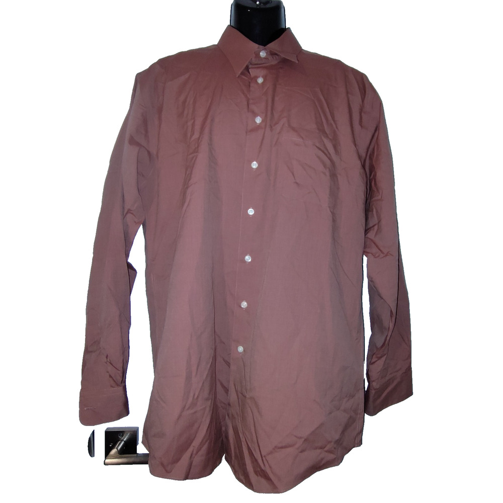 Pronto Uomo Men’s Brown Non‑Iron Dress Shirt Size 16.5  BG16